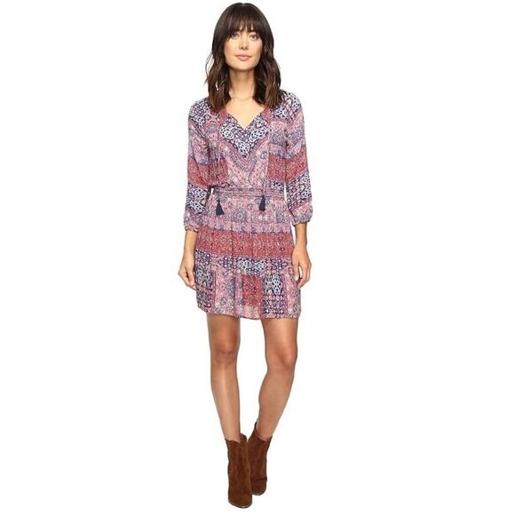 Lucky Brand  | L | Women's Mosaic Stripe Dress Mini Boho Mini Coverup - Picture 1 of 5